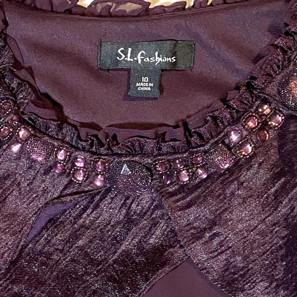 HP 🎉 S.L. Fashions plum colored dress size 10 - Picture 4 of 8